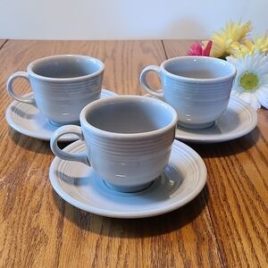 Fiesta gray cups & saucers - Set of 3